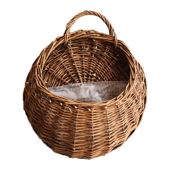 Mbxmh Clearance! Wall Fence Hanging Planter Handmade Rattan Basket Hand Made Wicker Rattan Flower Basket Flower Pots Hanger Garden Decoration Indoor Outdoor Watering Hanging Baskets