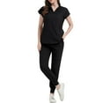 thumbnail image 4 of WULMLEO Womens Scrubs Outfits 2 Piece Crew Neck Medical Scrub Sets Soft Comfortable Sleeveless Working Nurse Uniform Shirts and Joggers Petite Casual Stretch Nursing Workwear Black S, 4 of 4
