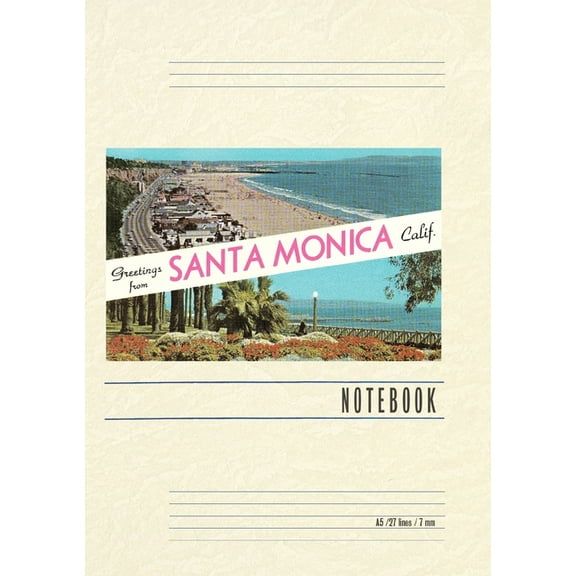 Vintage Lined Notebook Greetings from Santa Monica, California, (Paperback)