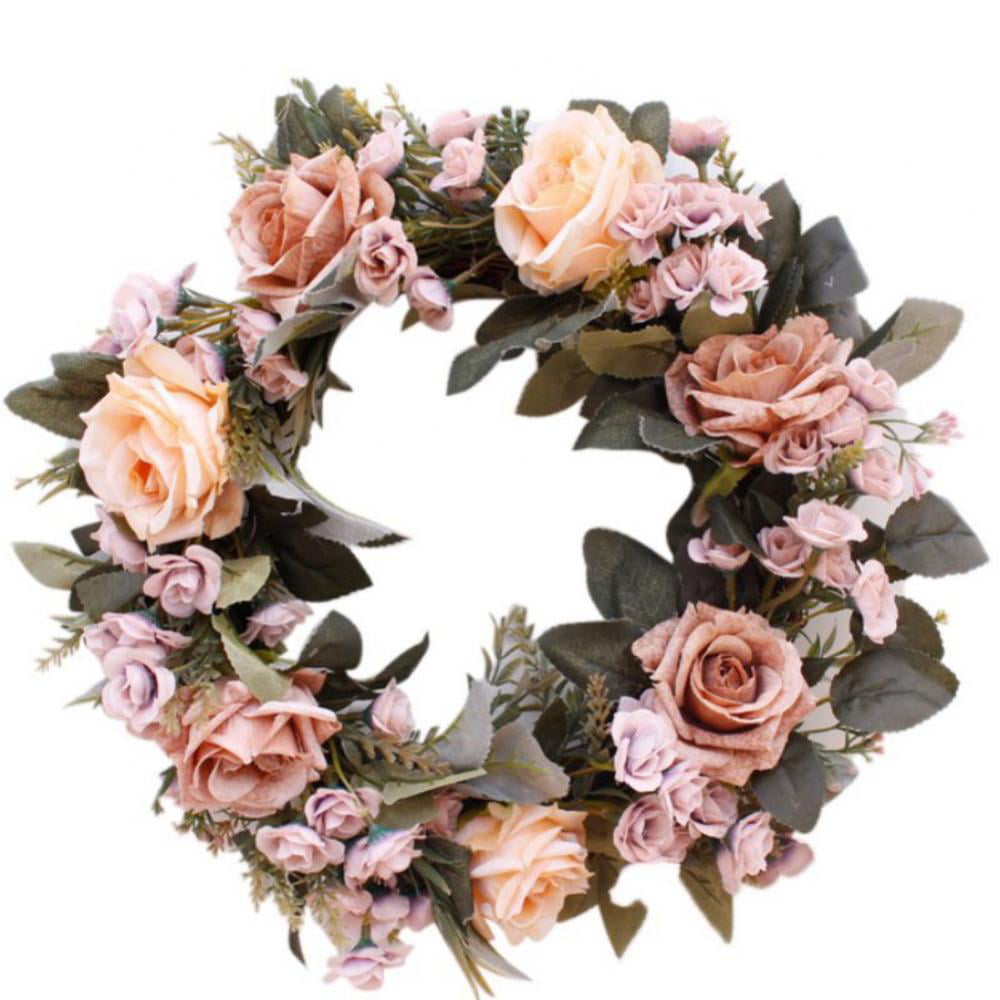 16 Rose Wreath Silk Spring Front Door Wreath,Handcrafted on a Grapevine Wreath Base- Display in Spring Summer Easter Mothers Day Home and Kitchen 