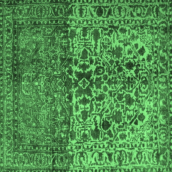 Ahgly Company Indoor Square Persian Emerald Green Traditional Area Rugs, 3' Square