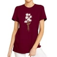 thumbnail image 3 of Xuanfei Women Daisy Graphic Printed Short Sleeve Solid Color T-Shirt, 3 of 7
