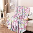 thumbnail image 2 of Pink Breast Cancer and Pioneer Flower Round Blanket,Comfortable Soft Flannel Throw Blanket,All Season,Warm Lightweight Blankets for Sofa Bed Couch Living Room Chair 47"x47", 2 of 5