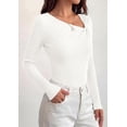 thumbnail image 4 of PRETTYGARDEN Womens Early Fall Fashion Long Sleeve T Shirts Asymmetrical Ribbed Fitted Trendy Going Out Tops Y2K Outfits, 4 of 8