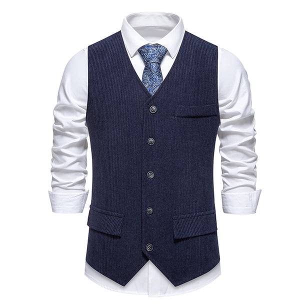 Camiseta sin mangas con cuello en V para hombre, blusa de poliéster con botones, bolsillos y cuello en V a la moda.