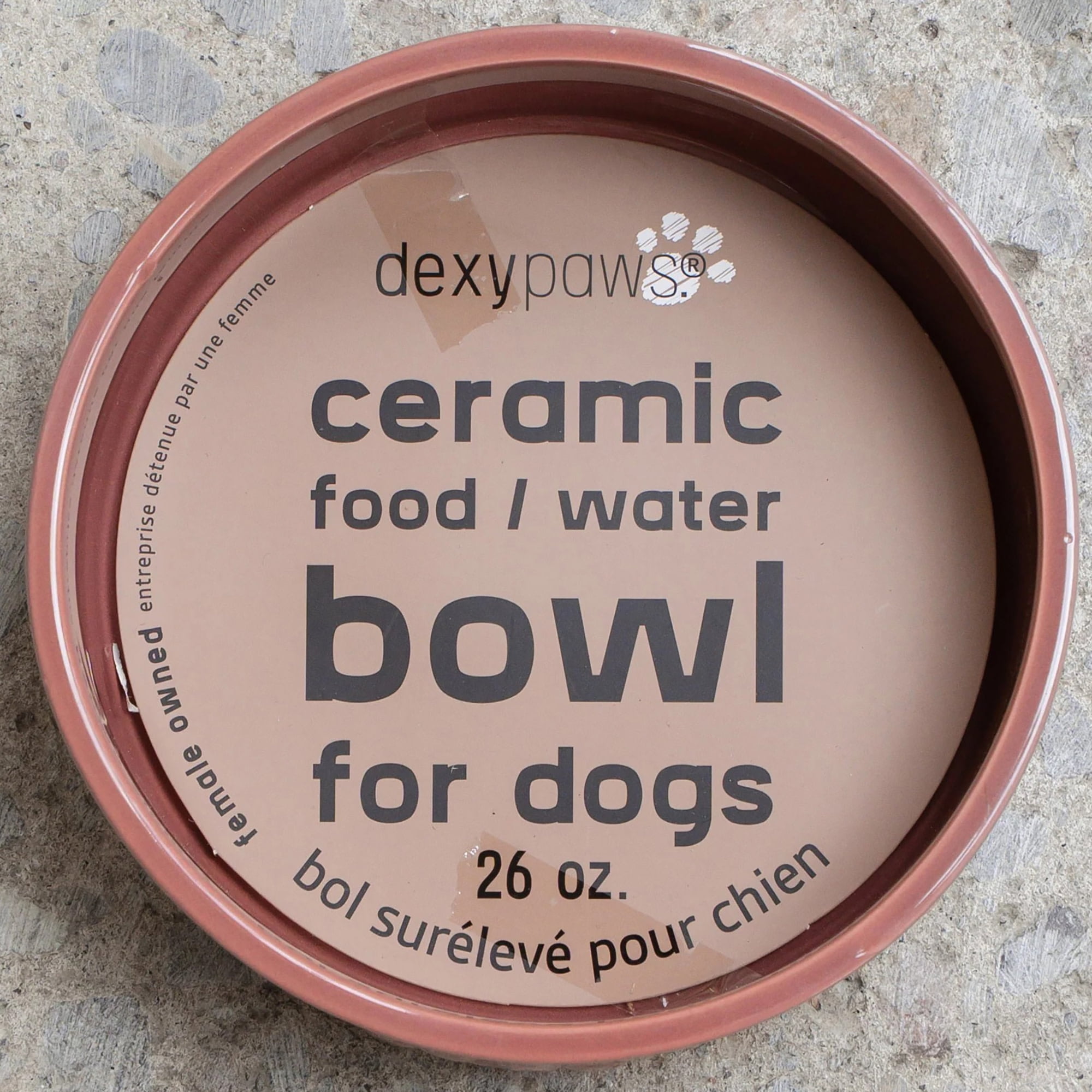 Dexypaws: Ceramic Dog Bowl: Blush Pink - 26oz - Pet Feeding Dish, Meals, Food & Water, Dishwasher Safe, Non-Toxic, Non-Tip Design, Stylish Paw Print