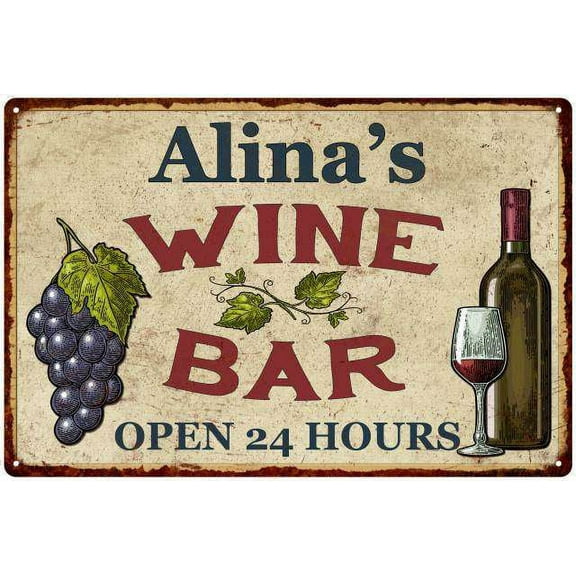 Alina's Rustic Wine Bar Sign Wall Décor Kitchen Gift 12x18 Metal 112180056218