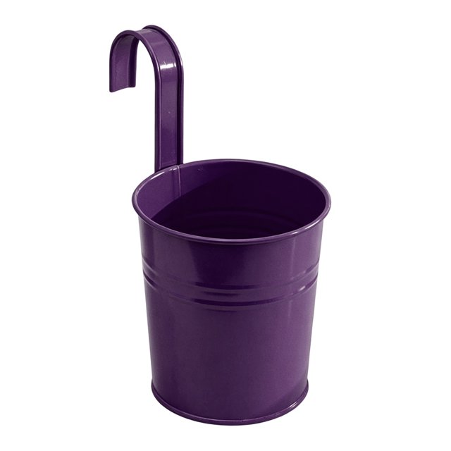 Metal Hanging Planter Flower Pot with Drain Hole Detachable Hook Railing Plant Pot for Balcony Garden Fence