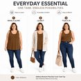 thumbnail image 3 of Afelkas Women's Plus Size Tank Tops Scoop Neck Sleeveless Stretch Tunic Shirts Wide Strap Basic Casual Undershirt for Everyday Wear Brown,L, 3 of 7