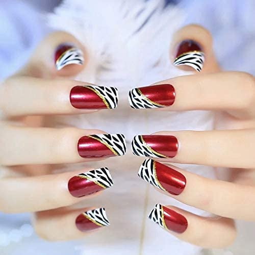RED BURGUNDY WHITE BLACK FRENCH ANIMAL PRINT LUXE DESIGN Full Cover Press On Nails Acrylic Nail Kit Artificial Tips False Nails Extra Long Ballerina Coffin Square Fashion Fake Nails | Walmart Canada RED BURGUNDY WHITE BLACK FRENCH ANIMAL PRINT LUXE DESIGN Full Cover Press On Nails Acrylic Nail Kit Artificial Tips False Nails Extra Long Ballerina Coffin Square Fashion Fake Nails | Walmart Canada