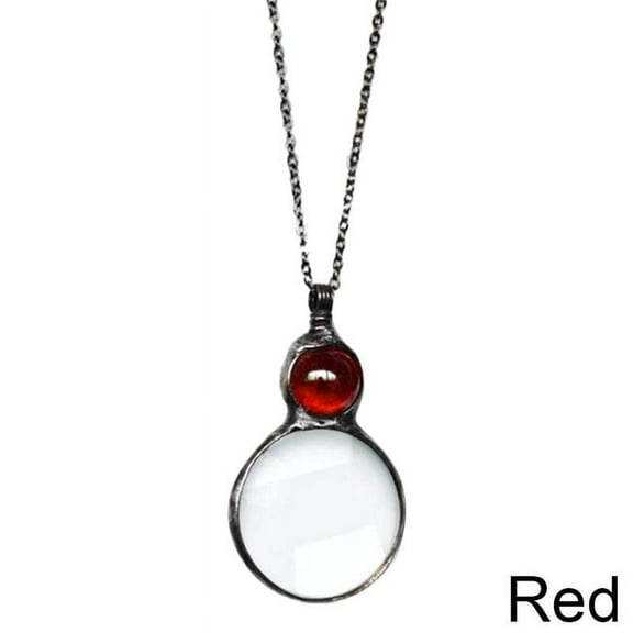 Necklace Magnifier Decorative Monocle Necklace Magnifying Glass Pendant Crystal Metal Necklace Lock for Women Gift Jewelry Chain