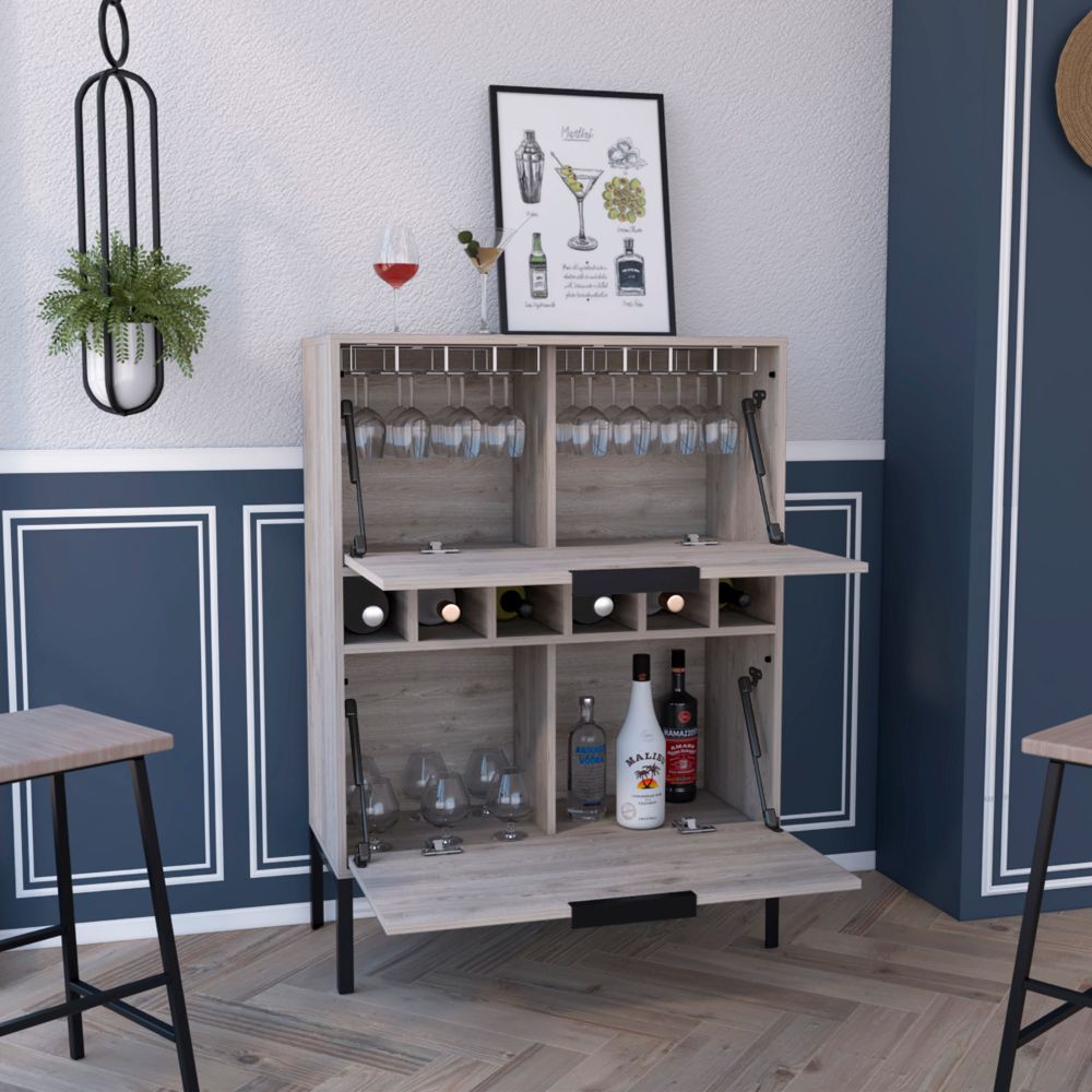 Boahaus Belfast Bar Cabinet, 2 Cabinets, Manufactured Wood, Grey