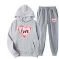 thumbnail image 2 of Aoochasliy Valentine's Day Suit Womens Valentine Gifts for Plus Size 2PC Long Sleeve Pullover Hoodies Sweatshirt and Sweatpants Fall Winter Suit, 2 of 6