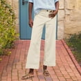 thumbnail image 6 of Cropped Linen Pants Women High Waisted Flare Wide Leg Capri Work Pants Business Casual Ankle Pants with Pockets, 2791 Limited Time, 6 of 6