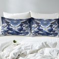 thumbnail image 4 of YST Retro Aesthetics Bed Sheets Set 4 Pieces,Mysterious Blue Girl Sheet Set,White Cloud Pattern Sheets with 2 Pillowcases,Abstract Art Flat Fitted Sheet Soft Bedroom Decor,Twin Size, 4 of 5