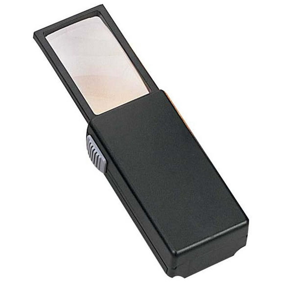 MAXIMIZE Pop-Up Illuminated 2X Magnifier | 3.25" (8.3 cm) X 1.75" (4.4 cm) Compact Size | LED Light | Protective Plastic Case | Battery Operated