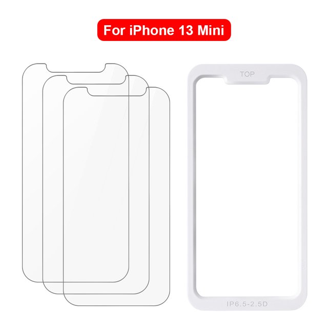 Protector de pantalla antiarañazos de vidrio templado HD de 3 piezas (para iPhone 13 Mini)