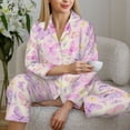 thumbnail image 6 of Fuzoiu colorful Butterflies Print Women's Long-Sleeved Pajama,Lounge Button Down Nightwear,Womens Notch Collar Pajama Set-XX-Large, 6 of 7