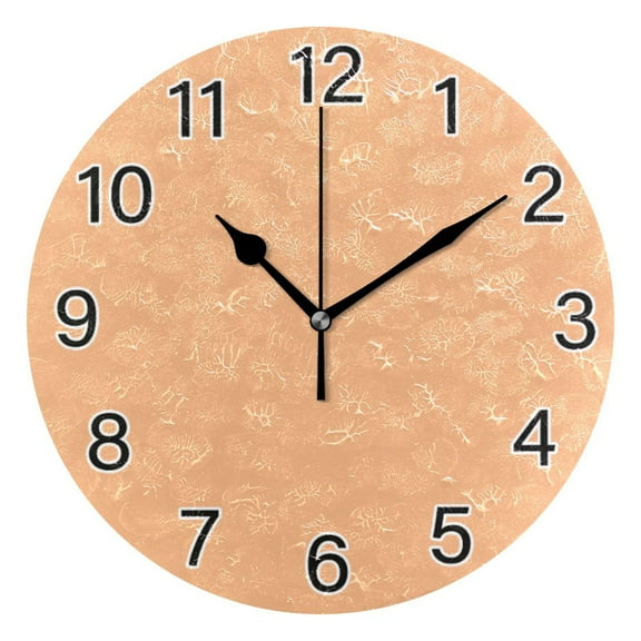 Ryvnso Light Orange Wall Clock Non Ticking Silent Kitchen Clock Battery Operated Clocks 10 inch
