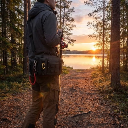 TTETTZ Fishing Tackle Bag Gear Angler Fishing Pouch Fishing Fanny Pack for Trekking Black