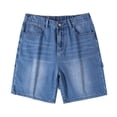 thumbnail image 2 of FRSASU Men's Classic Comfort Flex Waistband Relaxed Fit Jean Short Streetwear Hip Hop Casual Denim Shorts Light Blue, 2 of 9