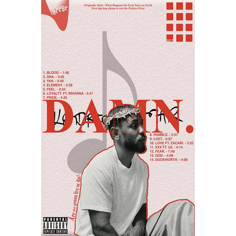 Kendrick Lamar Poster DAMN. Album Cover Posters & Prints Rapper Posters Prints Poster Bedroom Decor Office Room Decor Gift Unframe 12x18inch 30x46cm - Walmart.com
