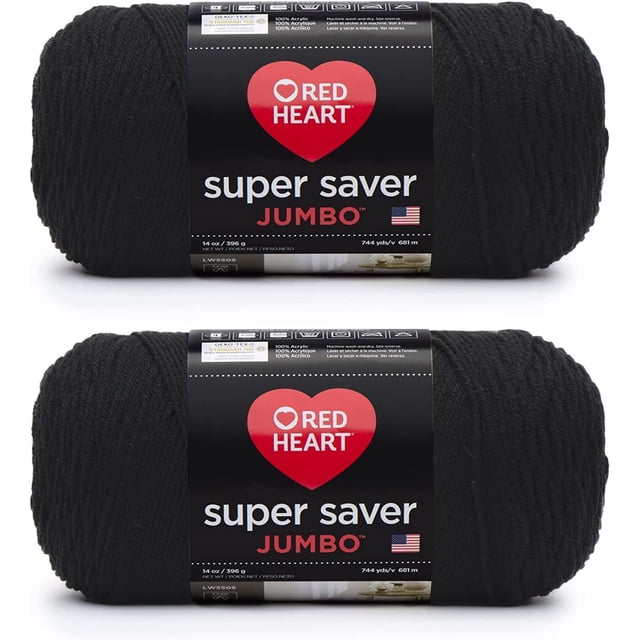 Red Heart Super Saver Jumbo - 2 paquetes de 396 g/14 oz - Acrílico - 4 medianos (peinados) - 744 yardas - Tejer/Crochet