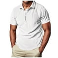 thumbnail image 1 of Camisa de verano de pana con media cremallera y solapa para hombre: camiseta informal estampada de poliéster, 1 of 7