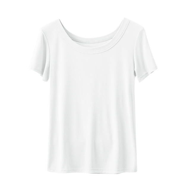 Yuyuzo Hauts de Pyjama pour Femmes Col Ras du Cou T-Shirts à Manches Courtes Décontractés d'Été Confortables Amples Blouses