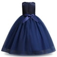 thumbnail image 3 of IBTOM CASTLE Kids Girls Flower Vintage Lace Princess Long Dress Tulle Pageant Formal Party Wedding Floor Dance Evening Gown 11-12 Years Dark Blue, 3 of 8