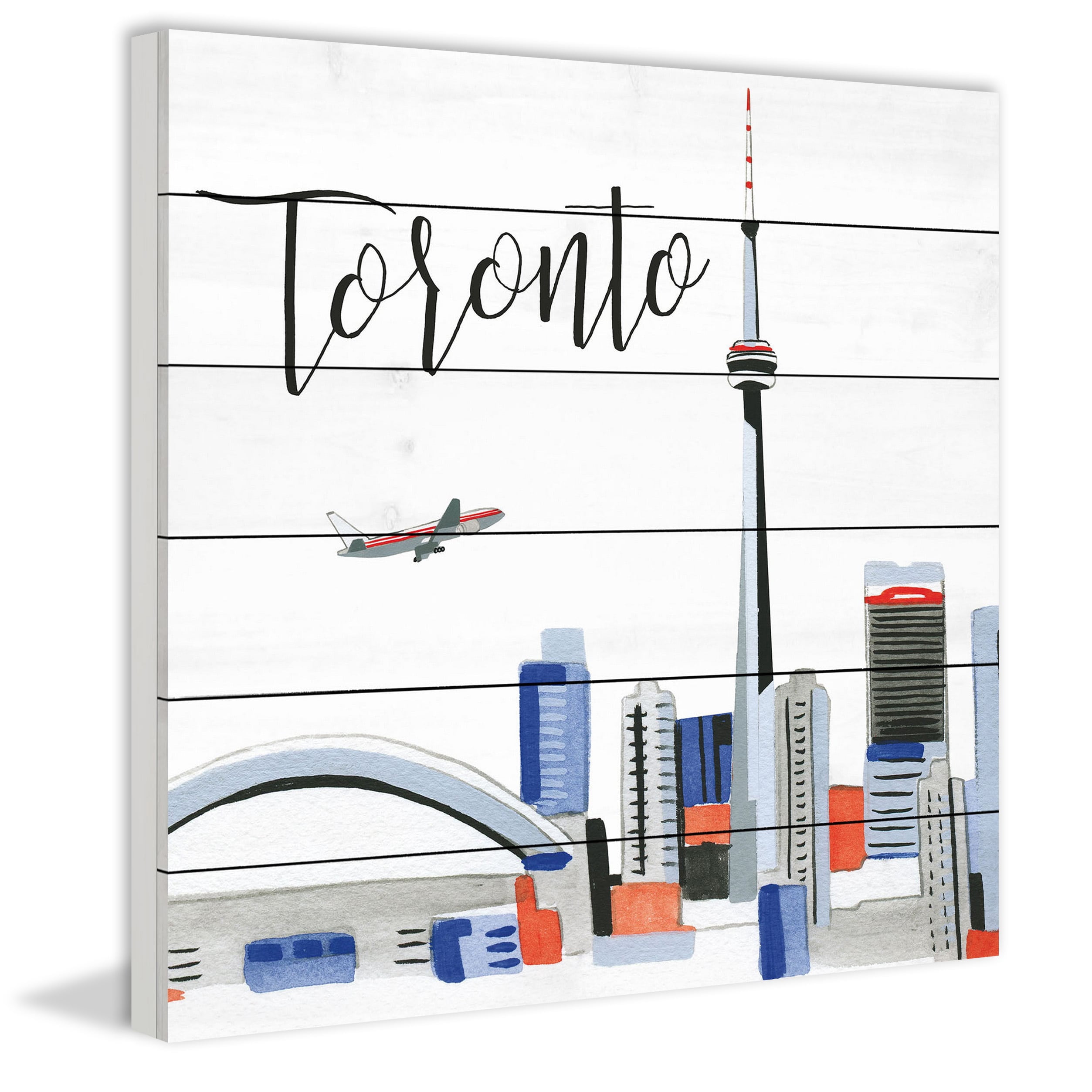 "Toronto Skyline" by Molly Rosner Painting Print on White Wood