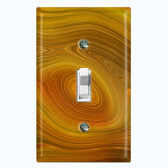 Metal Light Switch Plate Cover Image of Marble Brown Green Swirl MAR086