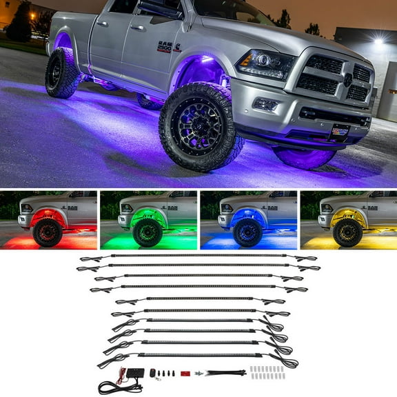6pc Million Color Slimline Truck Underbody Lighting Kit   4pc Add-On Wheel Well Kit