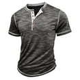 thumbnail image 2 of Dpytoraw Male Spring Short Sleeve Solid Color Letter Stripe Stitching Short Sleeve Top Pocket T-Shirts Men Grey XXXL, 2 of 5
