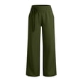 thumbnail image 4 of ZHYou No Boundarie Sweatpants for Women Wide Leg Side Tied High Waist Soft Comfy Baggy Fit Pull On Pants with Pockets,Army Green,Size S, 4 of 7