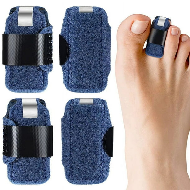 Férula para dedos, enderezadora de dedos para dedos en martillo en forma de U, soporte ajustable para dedos, para dedos curvos, dedos en garra, rotos, esguinces, alivia el dolor del dedo del pie-Azul