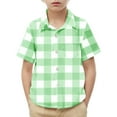 thumbnail image 2 of Hvobtty Toddler Short Sleeved Shirts, Toddler Summer Top, Toddler Kids Boys Girl Fashion Lattice Pocket Print Short Sleeves Casual School Uniform Shirt Green 8-9 Years, 2 of 4