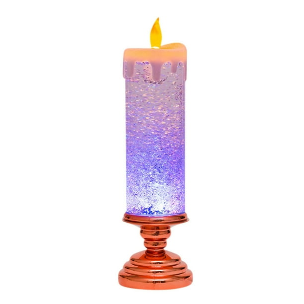 La Vela de Navidad Colorido Cristal Led Decoración 26x8cm Plástico con Base Usb Batería Alimentada para Casa de Vacaciones Mesa Decoración Llevó Velas de Navidad