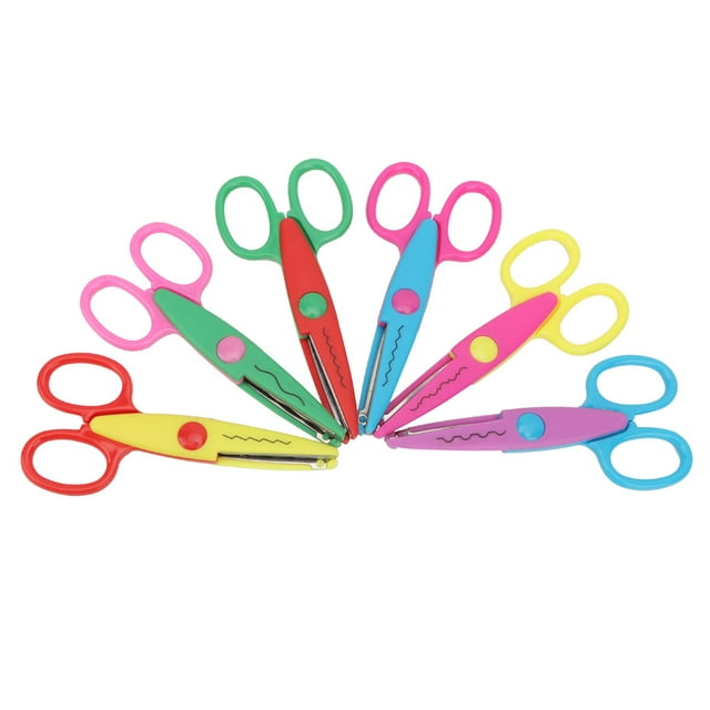 Kids Scissors, Durable Kids Paper Scissors 6 Pcs Colorful Paper Edge Scissors Plastic Material For Art Paper Cutting For Photo Album