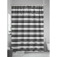 thumbnail image 5 of Boanket Polyester Fabric Boho Black Stripe Shower Curtain, Abstract Geometric White Minimalist Waterproof Bathtub Curtain Bathroom Decor Set with Hooks 72 x 96 Inches,, 5 of 6