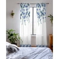 thumbnail image 3 of Blue Roses Sheer Curtains 63 Inch Length 2 Panels Set for Living Room/Bedroom, Spring Floral Elegant Pastoral Flowers Botanical Kitchen Curtains Grommet Curtains Window Treatments 42"x63"x2, 3 of 7