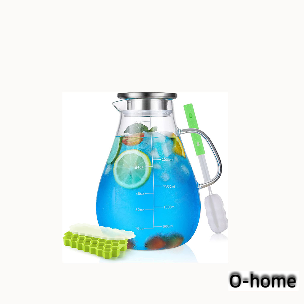 Glass Pitcher with lid,Glass Water Pitcher Jug 86 Ounce Borosilicate