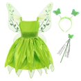 thumbnail image 2 of Little Girls Halloween Fairy Elf Cosplay Costume Flutter Sleeve Tutu Princess Dress with Hair Hoop Wand Wings for Theme Party140 Gong Bohan LED, 2 of 2