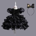 thumbnail image 1 of Vestido de niña, vestido de princesa, mangas abullonadas, vestido de terciopelo con lentejuelas, disfraz de baile del Día del Niño 61, 1 of 6
