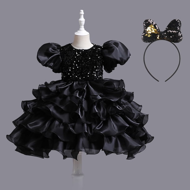 Vestido de niña, vestido de princesa, mangas abullonadas, vestido de terciopelo con lentejuelas, disfraz de baile del Día del Niño 61