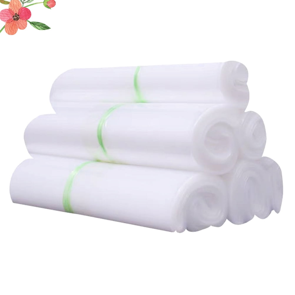 ROMANSENTIAL 100Pcs Transparent Plastic Bag Waterproof White Reusable Storage Pouch for Fruits Vegetables Sundries