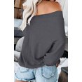 thumbnail image 2 of Women's Oversized Off Shoulder Pullover Tops Long Sleeve Loose Fit Waffle Knit Tops, 2 of 3