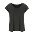 thumbnail image 5 of TAGOLD Womens Plus Size Summer Tops,Womens Plus Size Tops,Womens Solid Color Cap Sleeve Blouses T-Shirt Casual Loose Fit Basic Shirts Tank Tops Dark Gray S, 5 of 6