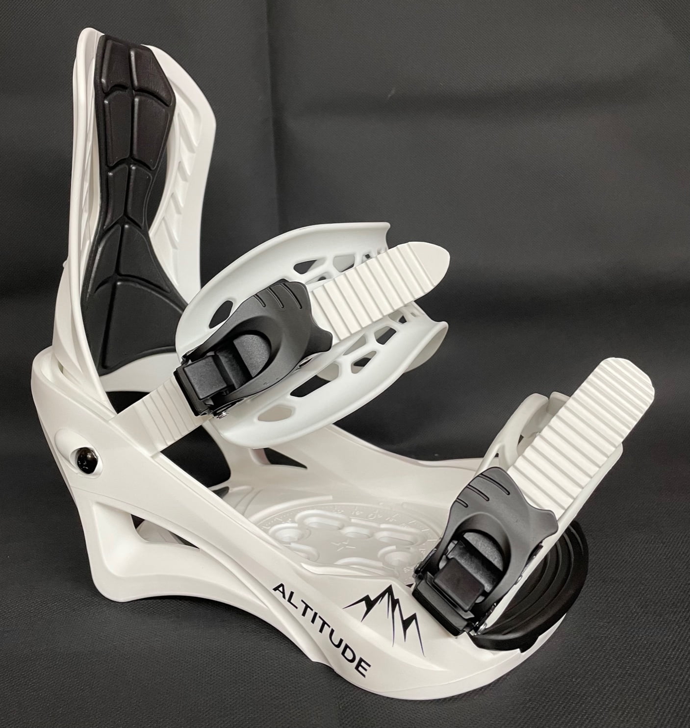 S/M 6-8.5 WHITE MEN'S ALTITUDE "RIDER" 4X4 BURTON 3D EST SNOWBOARD BINDINGS 