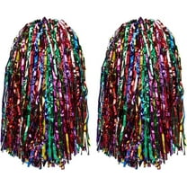 2pcs Pom Poms Cheerleading Blue Metallic Cheerleader Pom Poms with Baton Handle Cheer Pom Poms for Adults Cheering Spirit Sport Party Dance Stage Performance Celebration 12.6x6.69 Inch